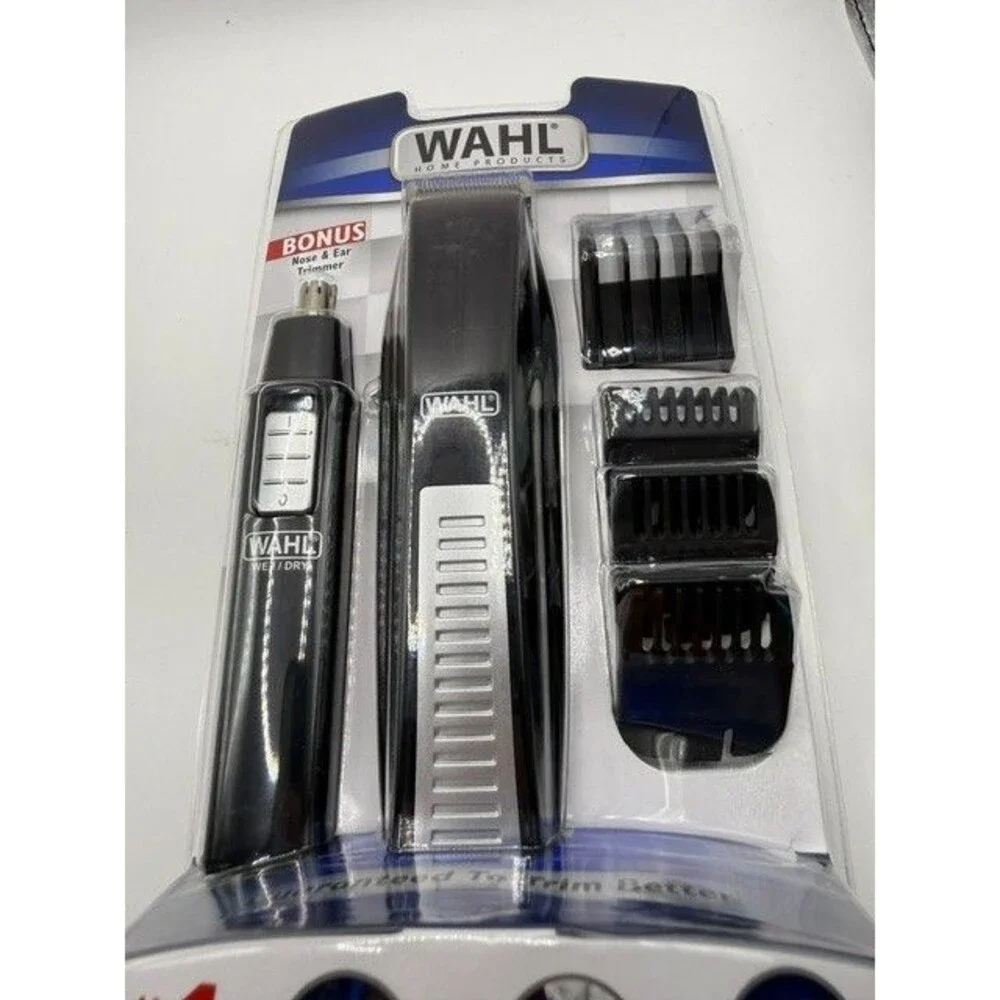 NEW Wahl Beard Trimmer Kit Bonus Nose Ear Brow Trimmer 5537-1801 Battery